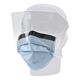 Surgical Mask with Eye Shield FluidGard® Anti-fog Film Pleated Tie Closure One Size Fits Most Blue Diamond NonSterile ASTM Level 3 Adult