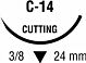 Absorbable Suture with Needle Polysorb™ Polyester C-14 3/8 Circle Reverse Cutting Needle Size 3 - 0 Braided