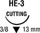 Absorbable Suture with Needle Chromic Gut HE-3 3/8 Circle Reverse Cutting Needle Size 5 - 0