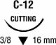 Nonabsorbable Suture with Needle Monosof™~Dermalon™ Nylon C-12 3/8 Circle Reverse Cutting Needle Size 5 - 0 Monofilament