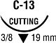 Nonabsorbable Suture with Needle Monosof™~Dermalon™ Nylon C-13 3/8 Circle Reverse Cutting Needle Size 3 - 0 Monofilament