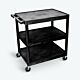 Utility Cart Polyethylene Plastic 18 X 24 X 33-1/2 Inch Black Shelves Flush with Lip