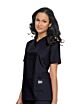 Scrub Shirt Medium Navy Blue 2 Pockets Short Sleeve Female