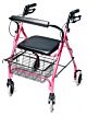 4 Wheel Rollator Lumex® Walkabout Lite Pink Adjustable Height / Lightweight / Folding Aluminum Frame