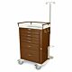 Emergency Cart Steel 22 X 38 X 44.5 Inch Brown 23 X 17 Inch Drawer, Four 3 Inch, One 6 Inch, One 12 Inch